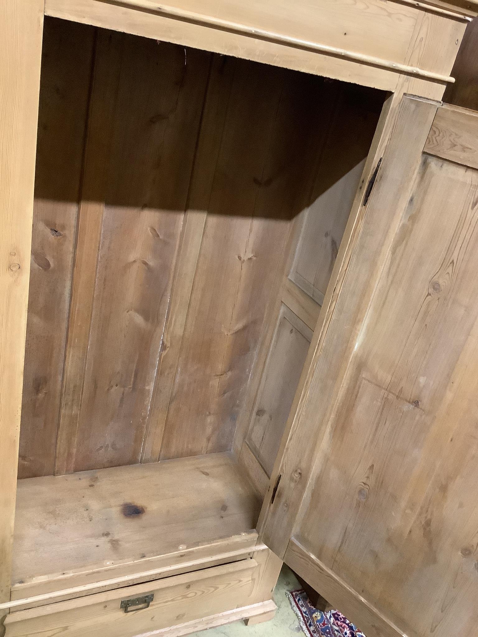 A 19th century Continental pine single door wardrobe, width 98cm, depth 46cm, height 184cm